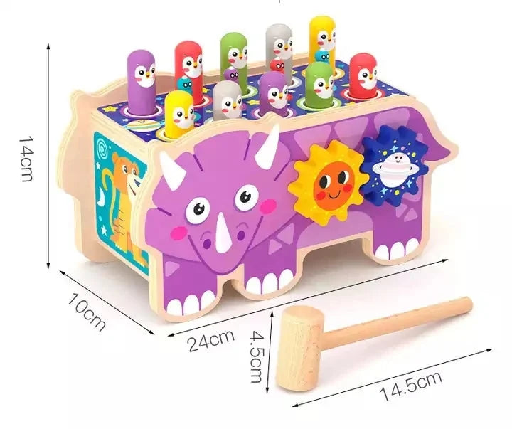 Cotes du fabricant : 24 cm de long, 10 cm de large, 14 cm de haut, maillet de 14,5 cm
