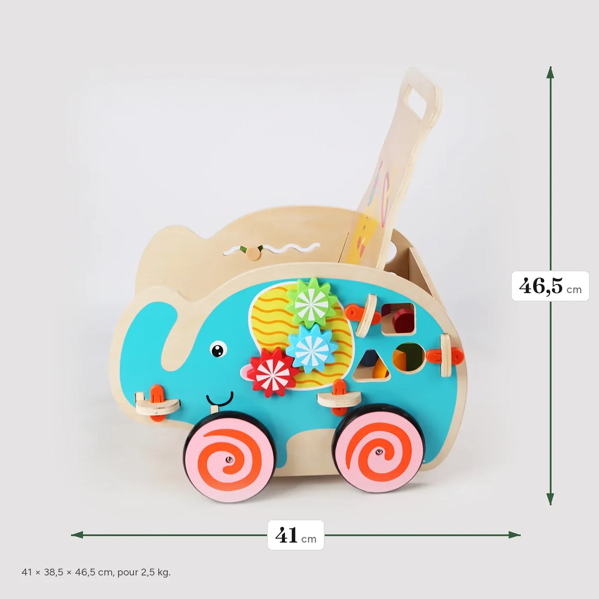 Cotes du chariot : 46,5 cm de haut et 41 cm de long
