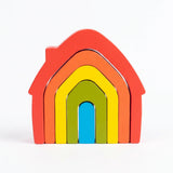Empileur maison arc-en-ciel Montessori en bois 