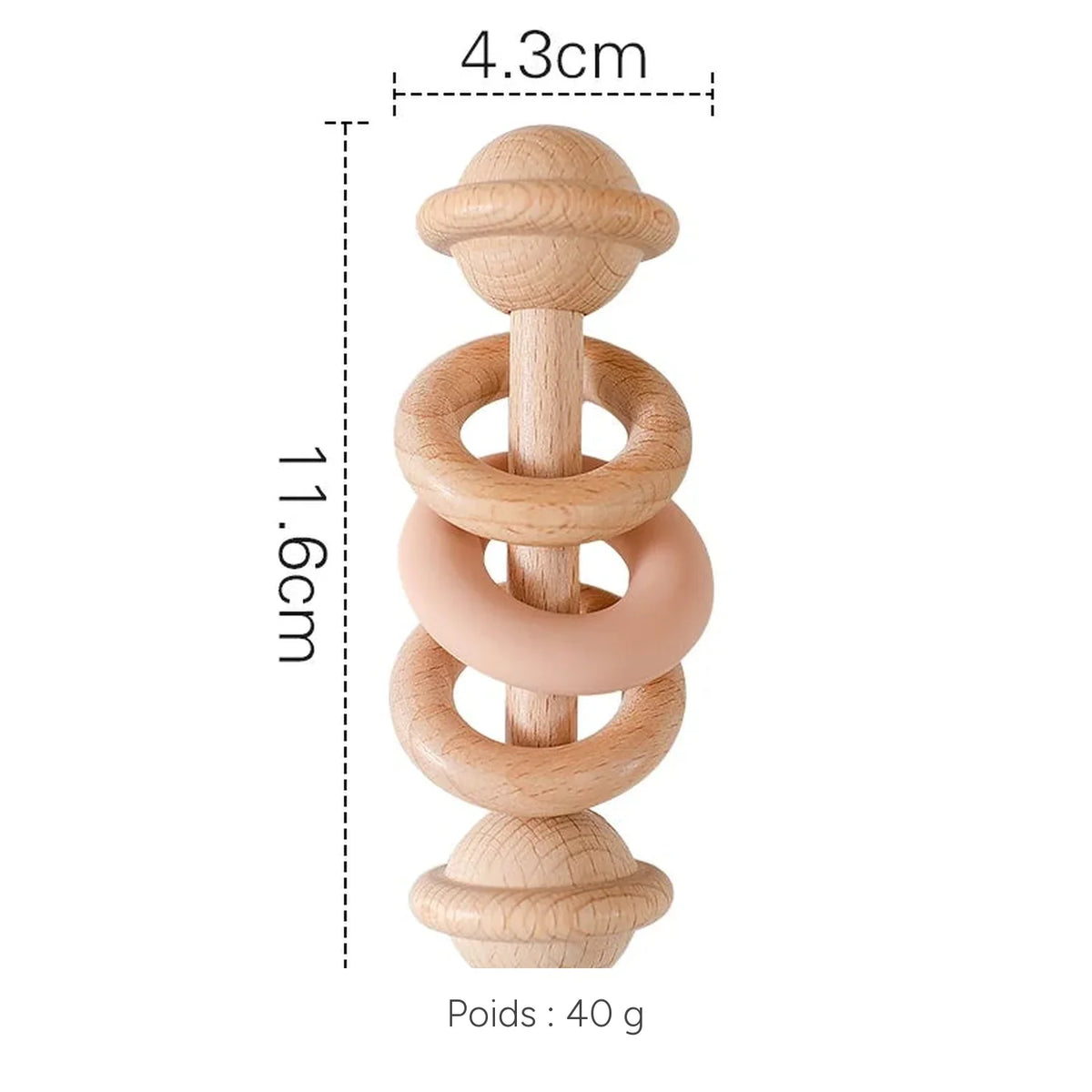 Cotes du fabricant : 11,6 cm de haut, 4,3 cm de large, 40 g