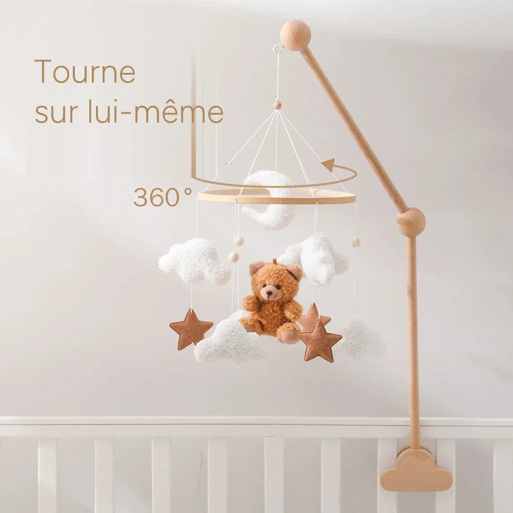 Le mobile tourne sur lui-même au bout du support, 360°